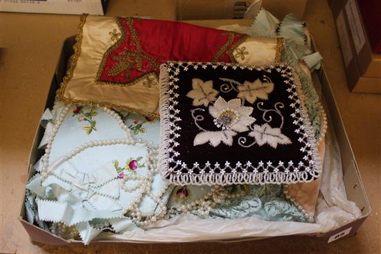 Victorian pearl trimmed embroidery & beadwork bag